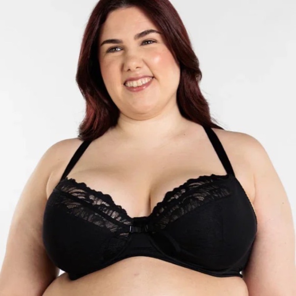 Understance Fay Crossover Minimizer Bra Women 34I Black Lace Mesh U00840082